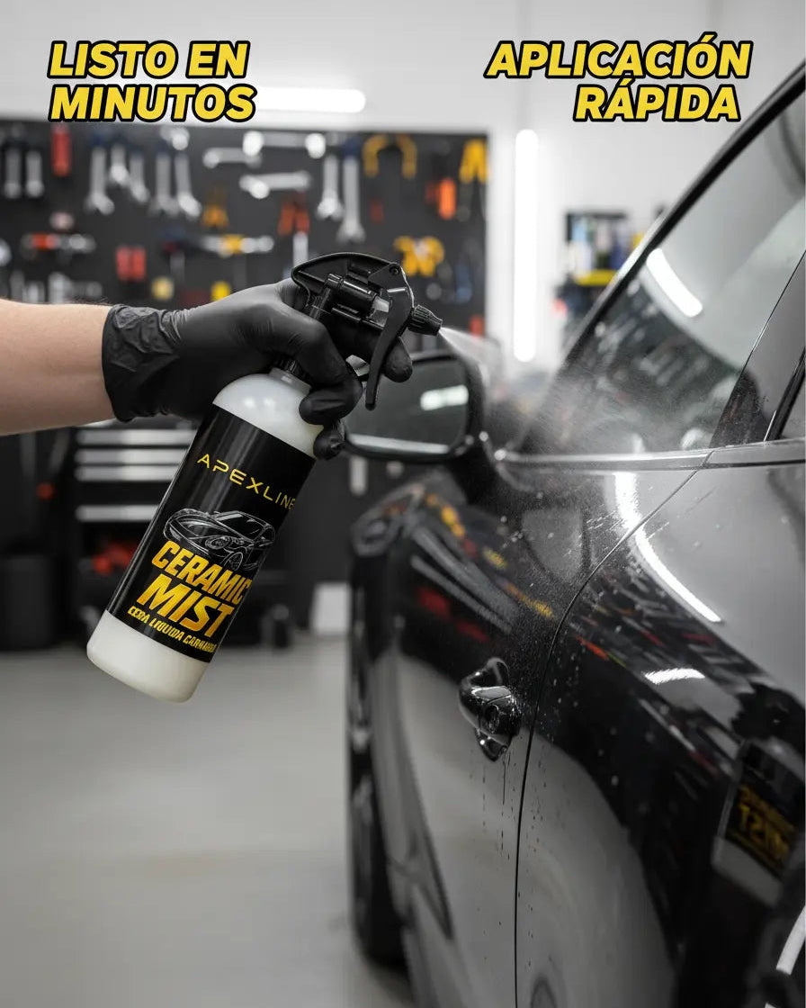 Infografía producto cera liquda para coche de carnauba explicativa con pasos a seguir para el uso