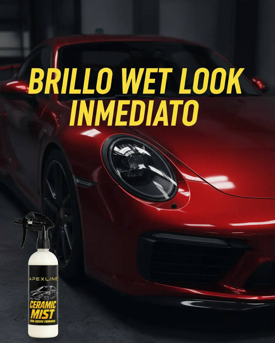 Infografía producto cera liquda para coche de carnauba explicativa con pasos a seguir para el uso