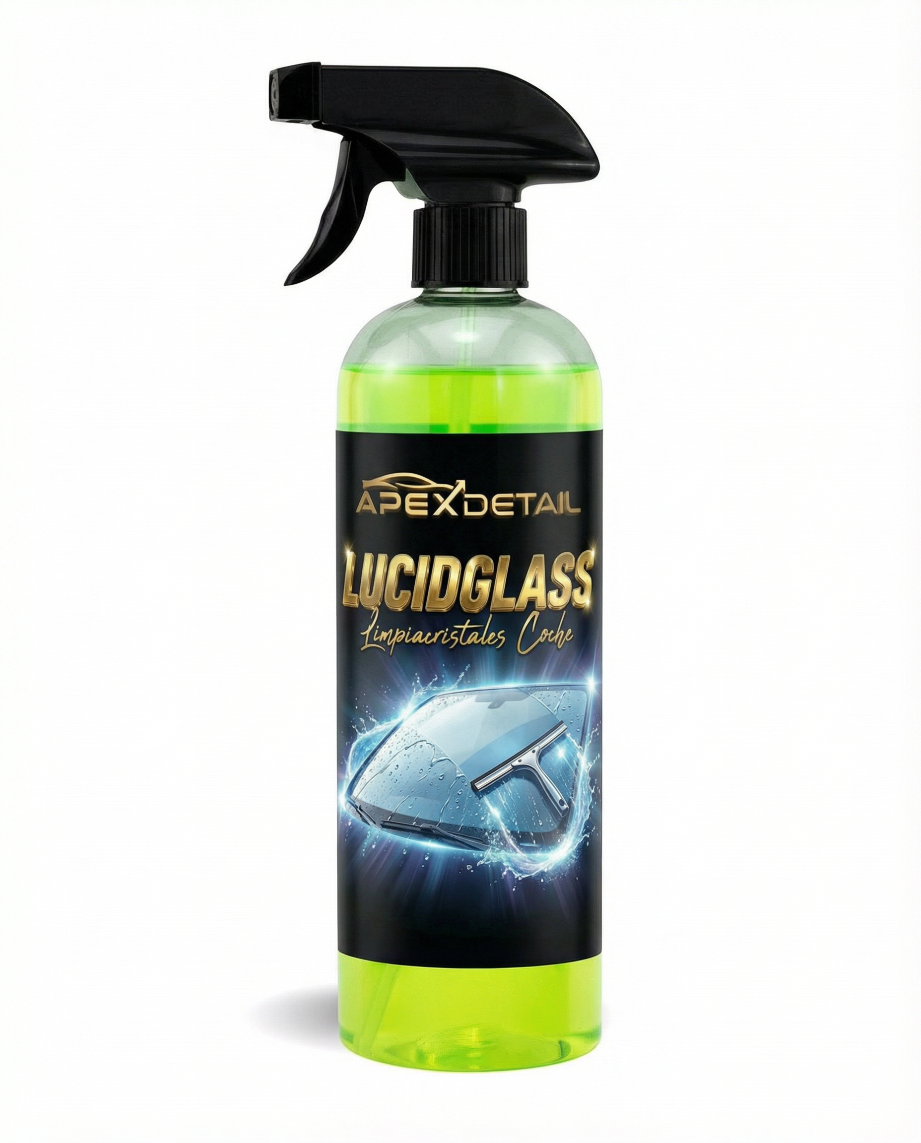 Fotoproducto amarillo, producto limpieza cristales coche con efecto antivaho