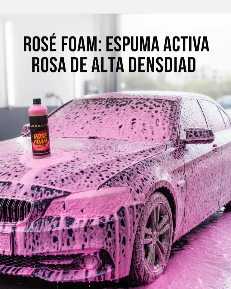 CHAMPU PARA COCHE ACTIVO ROSA INFOGRAFIA PRODUCTO CON SHOWCASE DE DENSIDAD
