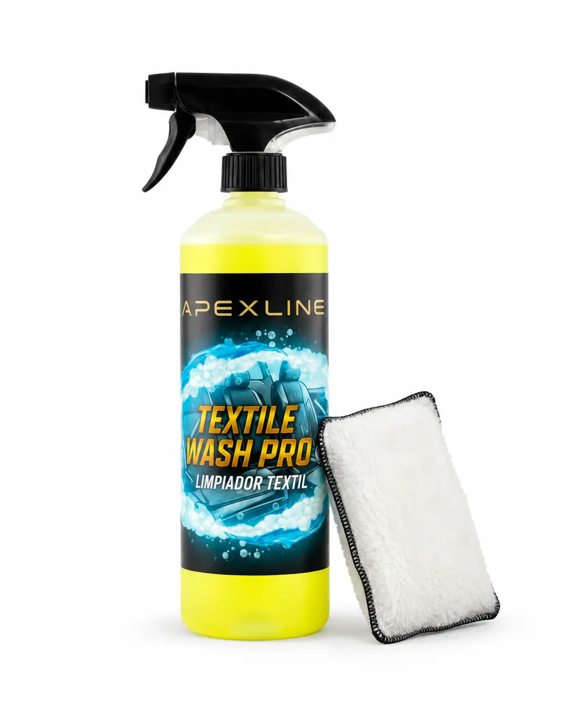 Limpia tapicería textil con Esponja técnica - TextileWash Pro 750ml - ApexDetail
